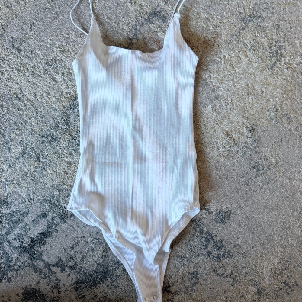 White Ribbed Bodysuit
